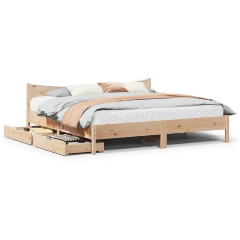 Estructura de cama con cajones madera maciza de pino 200x200 cm vidaXL