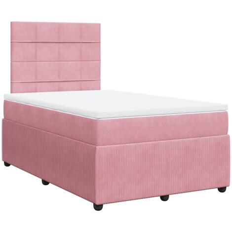 Cama box spring con colchón terciopelo rosa 120x190 cm vidaXL (1/5)