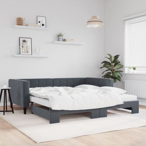 Sofá cama nido con colchón terciopelo gris oscuro 100x200 cm vidaXL