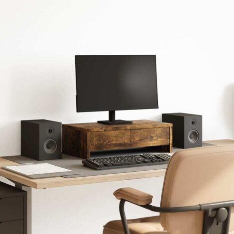 Soporte de monitor cajones madera roble ahumado 50x27x15 cm vidaXL