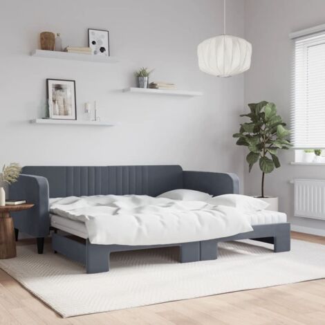 Sofá cama nido con colchón terciopelo gris oscuro 100x200 cm vidaXL