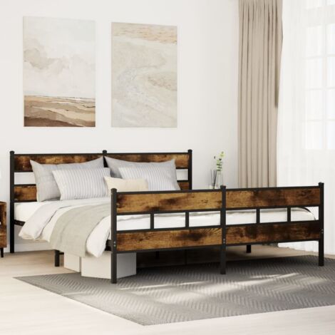 Estructura de cama sin colchón metal roble ahumado 183x213 cm vidaXL (1/5)