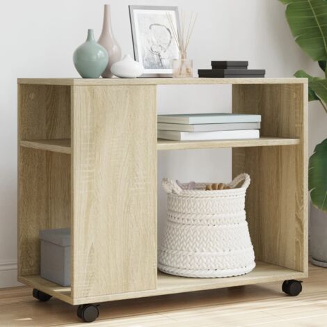 Mesa auxiliar con ruedas madera roble Sonoma 70x35x60 cm vidaXL