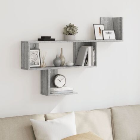 Estante de pared madera ingeniería gris Sonoma 100x15x70 cm vidaXL