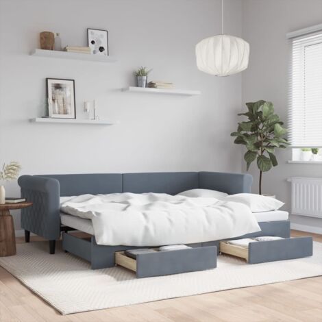 Sofá cama nido con cajones terciopelo gris oscuro 80x200 cm vidaXL