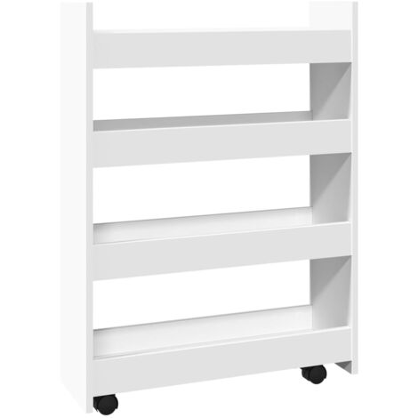 Carrito de almacenaje estrecho de 4 niveles de madera de ingeniería blanca vidaXL (1/5)