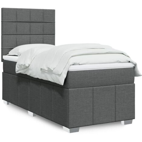 Cama box spring con colchón tela gris oscuro 90x190 cm vidaXL (1/5)