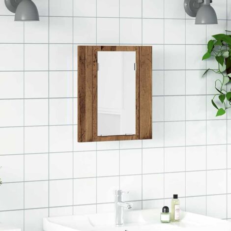 Armario de baño con espejo LED madera envejecida 40x12x45 cm vidaXL