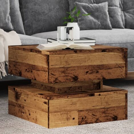 Mesa de centro con luces LED madera envejecida 50x50x40 cm vidaXL