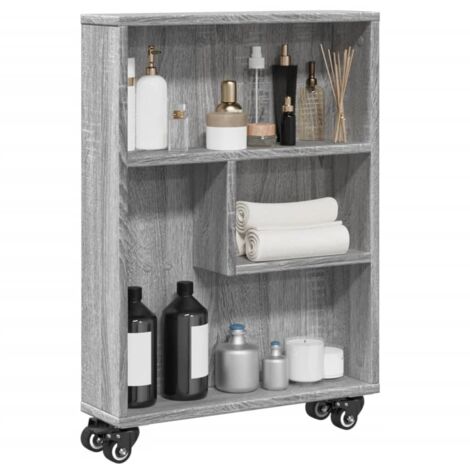 Carrito de almacenaje estrecho madera gris Sonoma 48x13x68 cm vidaXL