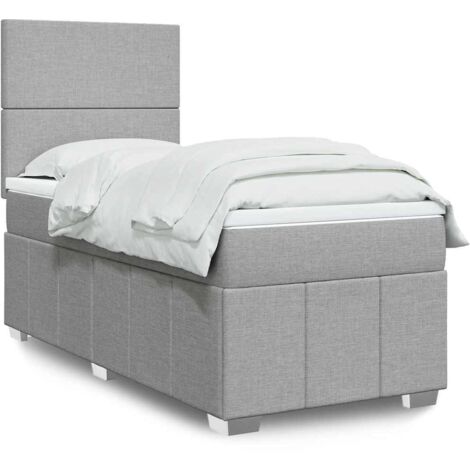 Cama box spring con colchón tela gris claro 80x200 cm vidaXL (1/5)