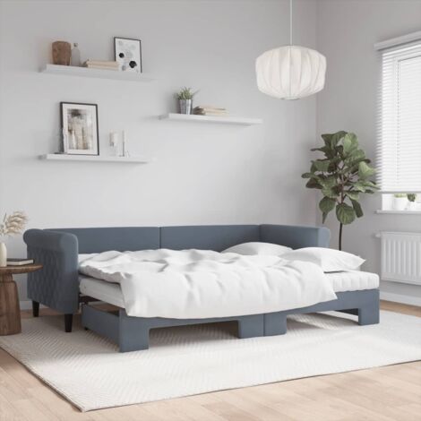Sofá cama nido con colchón terciopelo gris oscuro 80x200 cm vidaXL (1/5)