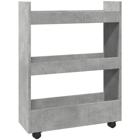 Carro de almacenaje estrecho 3 niveles madera gris hormigón vidaXL