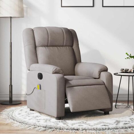 Sillón reclinable de masaje eléctrico tela gris taupe vidaXL