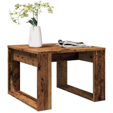 Mesa auxiliar de madera de ingeniería envejecida 50x50x35 cm vidaXL (1/5)