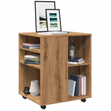 Armario con ruedas madera ingeniería roble artesanal 60x53x72cm vidaXL