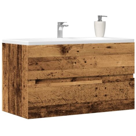 Armario pared baño madera ingeniería envejecida 80x38,5x45cm vidaXL
