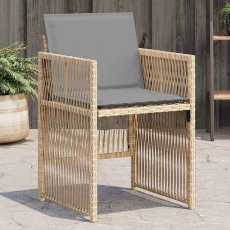Sillones jardín con cojines 4 uds ratán sintético beige mezcla vidaXL (1/5)