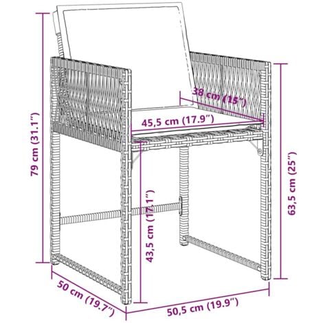 Set comedor de jardín 7 pzas con cojines ratán sintético beige vidaXL