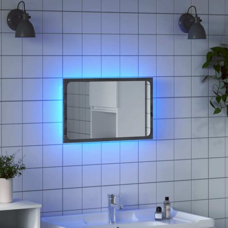 Espejo de baño LED madera ingeniería gris Sonoma 60x8,5x38 cm vidaXL