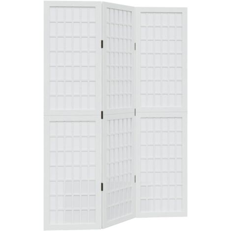 Biombo separador de 3 paneles madera maciza Paulownia blanco vidaXL (1/5)