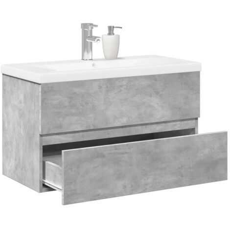 Set muebles de baño 2 piezas madera contrachapada gris hormigón vidaXL