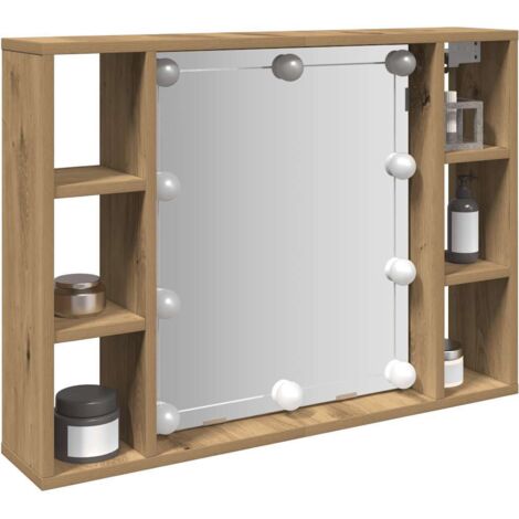 Mueble espejo y LED madera ingeniería roble artisan 76x15x55cm vidaXL