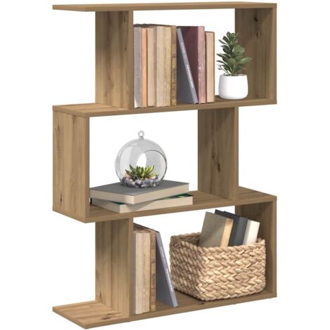 Librería divisora 3 niveles madera roble artisan 70x24x97 cm vidaXL