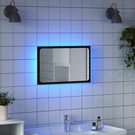 Espejo de baño LED madera ingeniería marrón roble 60x8,5x38 cm vidaXL