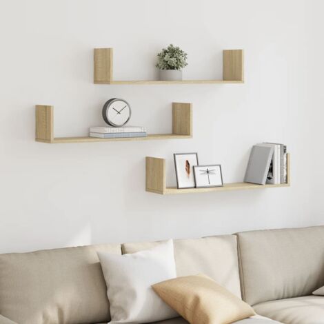 Estantes pared 3 uds madera ingeniería roble Sonoma 80x18x18 cm vidaXL