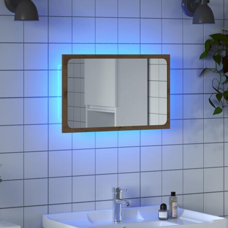 Espejo de baño con luz LED roble artisan 60x8,5x38 cm vidaXL