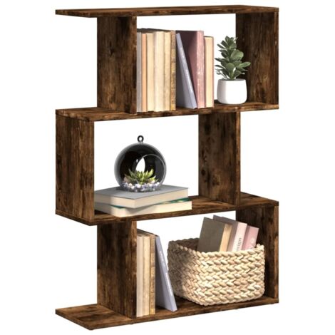 Librería divisora 3 niveles madera roble ahumado 70x24x97 cm vidaXL