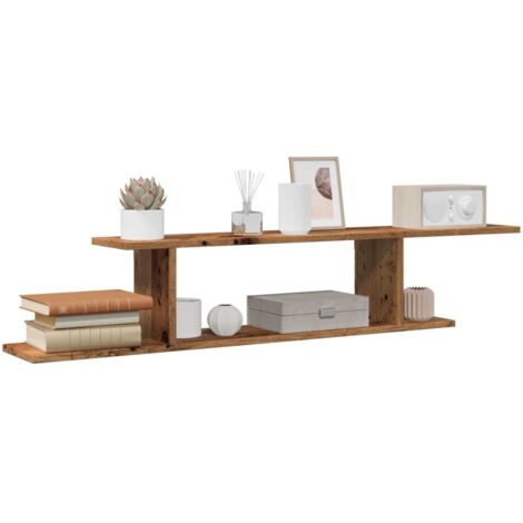 Estante de pared de TV madera ingeniería envejecida 125x18x23cm vidaXL