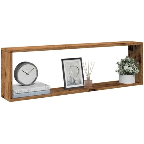 Estantes cubo de pared 2 uds madera envejecida 100x15x30 cm vidaXL