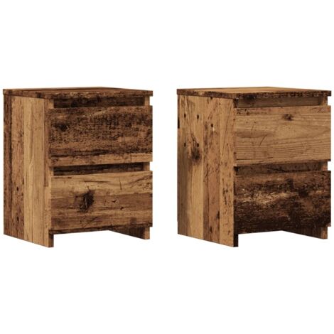 Mesitas de noche 2 uds madera ingeniería envejecida 30x30x40 cm vidaXL