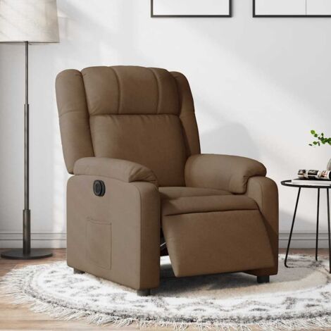 Sillón reclinable eléctrico de tela marrón vidaXL