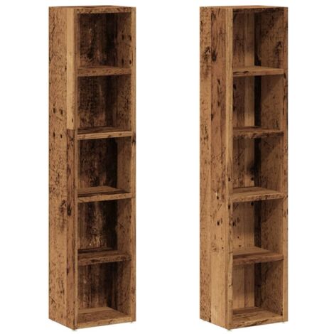 Estanterías para CD 2 uds madera envejecida 21x16x93,5 cm vidaXL