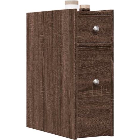 Armario de baño estrecho con ruedas madera marrón roble vidaXL