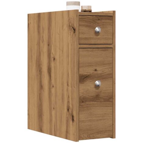 Armario de baño estrecho con ruedas madera roble artisian vidaXL