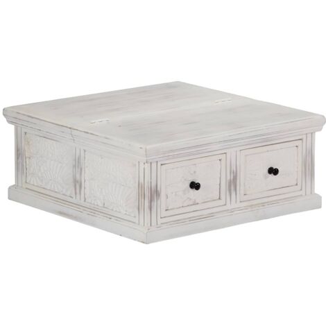Mesa de centro de madera maciza de mango blanco 70x70x30 cm vidaXL (1/5)
