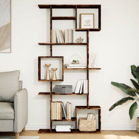 Estantería de madera de ingeniería roble ahumado 92x29x188 cm vidaXL