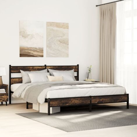 Estructura de cama sin colchón metal roble ahumado 193x203 cm vidaXL (1/5)