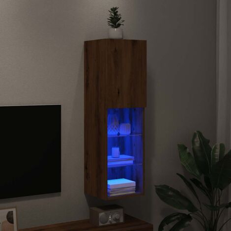 Mueble para TV con luces LED roble artesanal 30,5x30x102 cm vidaXL