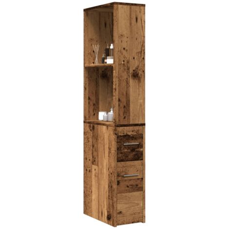 Armario de baño estrecho con ruedas madera envejecida vidaXL