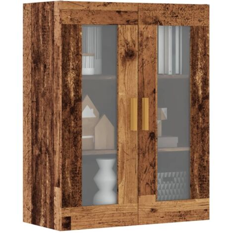 Armario de pared colgante madera envejecida 69,5x34x90 cm vidaXL