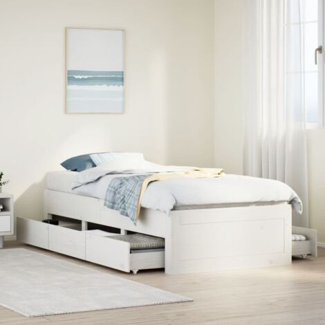 Cama sin colchón con cajones madera de pino blanco 75x190 cm vidaXL