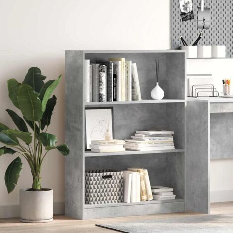 Estantería de madera de ingeniería gris hormigón 80x24x109 cm vidaXL