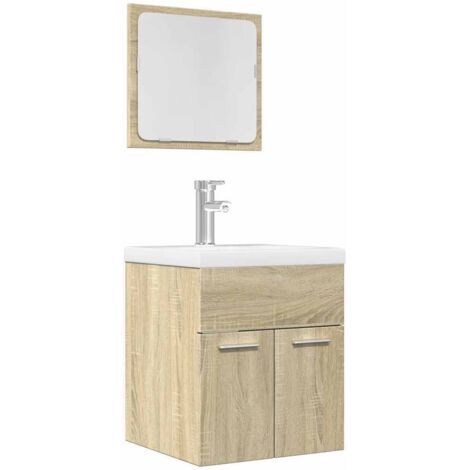 Set de muebles de baño 2 pzas madera contrachapada roble Sonoma vidaXL