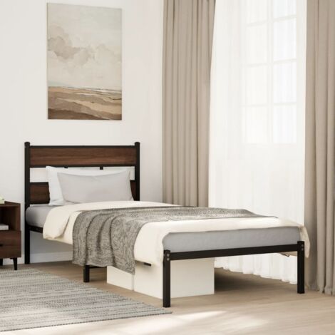 Estructura cama con cabecero sin colchón marrón roble 80x200 cm vidaXL (1/5)
