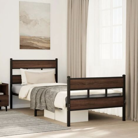 Estructura cama con cabecero y pie sin colchón marrón 100x200cm vidaXL (1/5)
